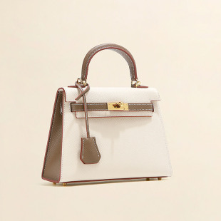 真皮凯莉包新款 手掌纹牛皮女包单肩斜挎迷你 拼色二代mini2026新款