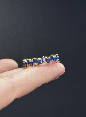 Vintage古著糖果系柔蓝戒指简约百搭轻奢女轻奢戒指尾戒H22206