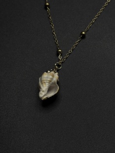 Vintage古着设计感古早风独特贝壳珍珠海螺小众项链R31214