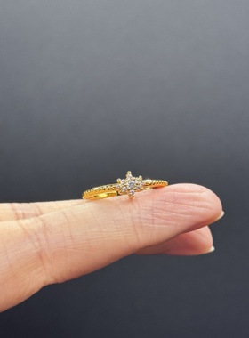 极简风闪钻星芒戒指女精致轻奢食指戒指环气质通勤P123054