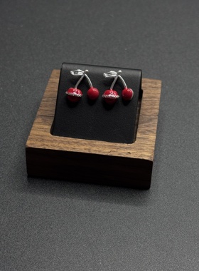 谜瑜莎红色系樱桃甜品耳钉套装女生甜美趣味水果耳饰P10459