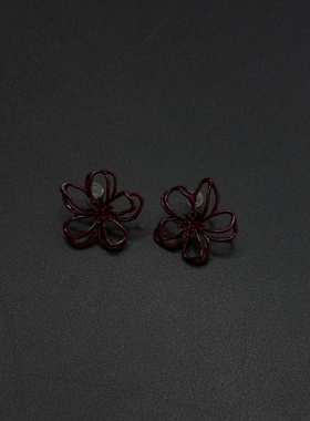 欧美复古镂空花朵耳环女小众设计感高级轻奢气质耳饰R41704