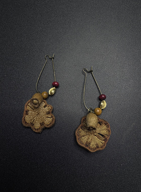 Vintage古著设计感古早风独特设计植物血藤小众耳饰P52405