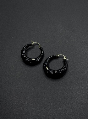 黑色小香风圈圈耳环女耳圈耳钉轻奢高级感气质法式复古耳饰P11956