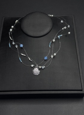 海星贝壳珍珠颈链项链女款度假锁骨链蓝色海岛氛围感配饰R30401