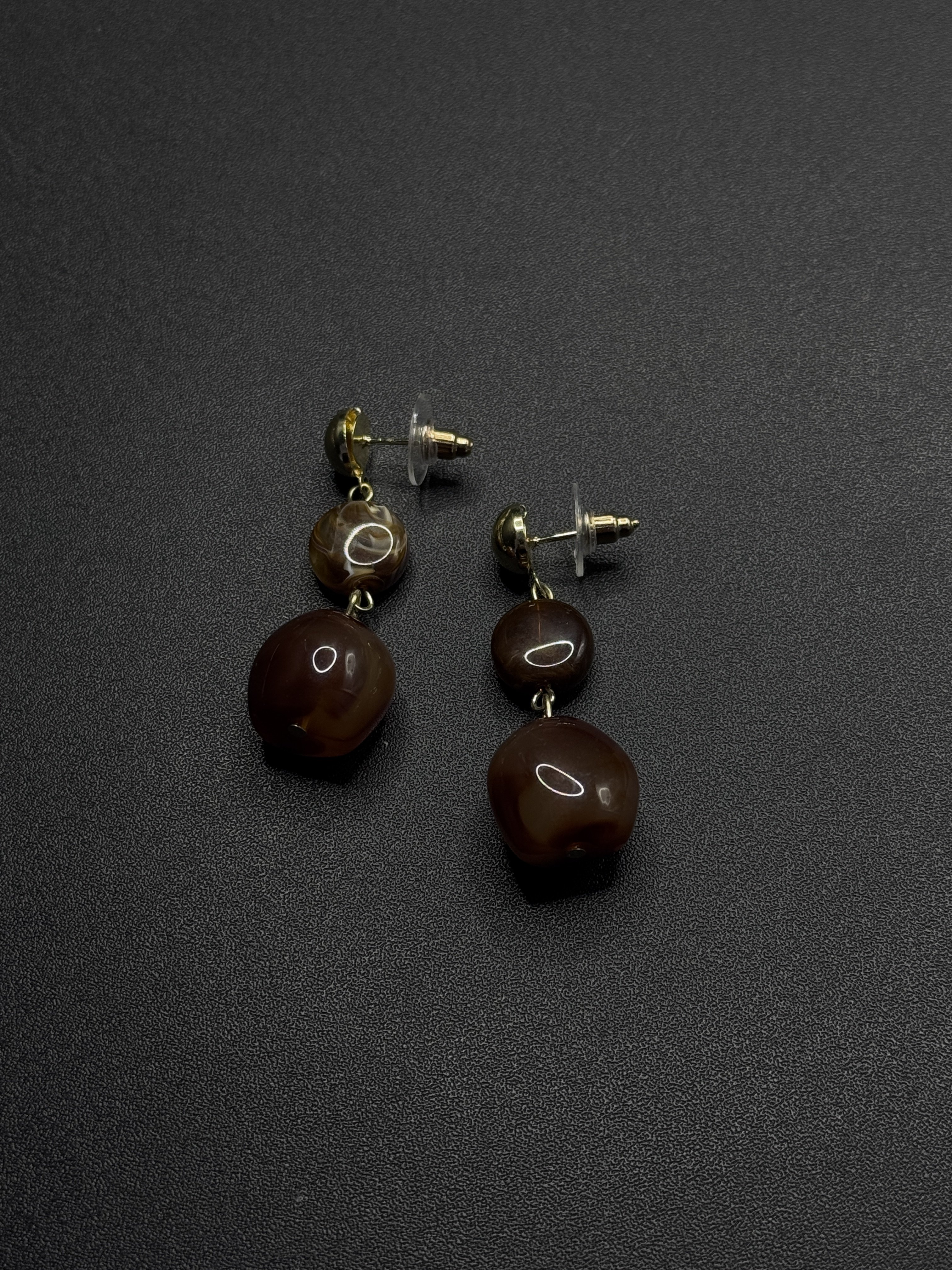 复古茶色水晶吊坠耳钉女个性时尚耳环耳饰P122255