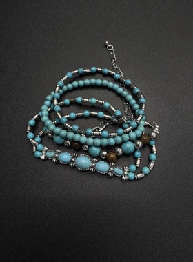 Vintage古著复古串珠装饰搭配2025年新款小众设计链条配饰P90554