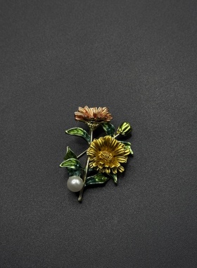 Vintage古着 Autumn Brooch黄色雏菊胸针P122460