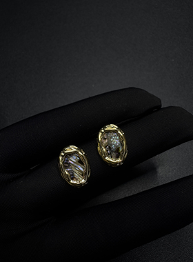 Vintage古著设计感古早风Fritillary耳钉