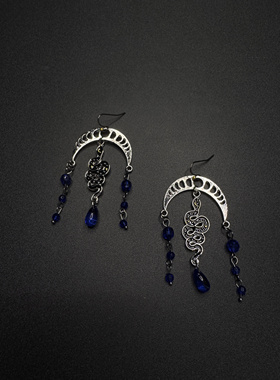 Vintage古著设计感古早风蛇形耳环B82115