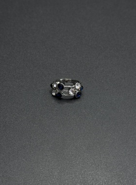 三线条几何小圆圈双色锆石创意戒指女外贸热卖爆款造型欧美R30902