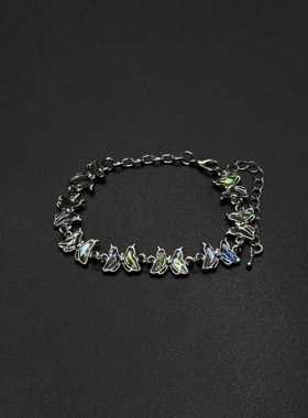 Vintage古着设计感鲍鱼贝壳蝴蝶手链小众复古风手饰女R21802