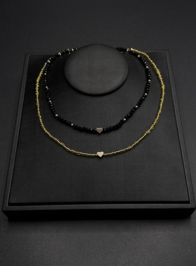 双层项链女叠戴锁骨链短款简约颈链Choker饰品B122852