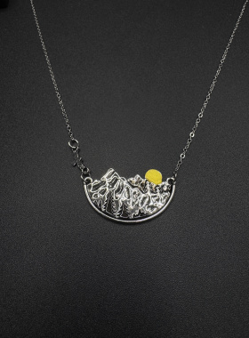 New Vintage古著设计感小众 越過山丘 项链