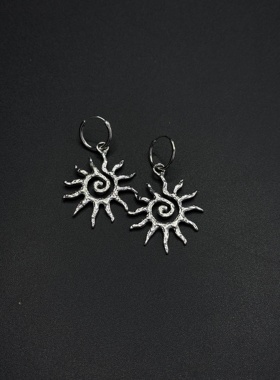 欧美时尚简约设计感太阳花耳环潮流百搭螺旋太阳耳饰饰品P10356