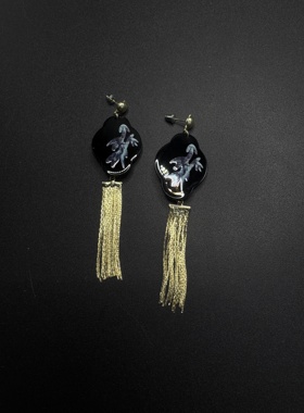 Vintage古着设计感古早风独特小众耳环R70556