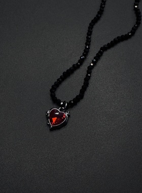 古着设计感串珠项链夏季百搭小众爱心锁骨链R21809