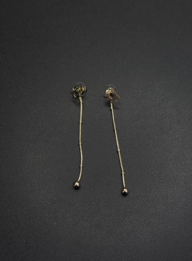 Vintage古著流苏螺旋太阳花耳钉女夏季新款轻奢百搭耳饰P112256