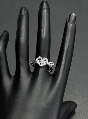 Vintage古著极简素圈爱心吊件戒指ins高级感百搭个性指环H102753