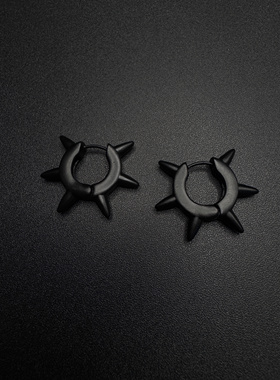 New Vintage古著设计感小众朋克风黑色耳环