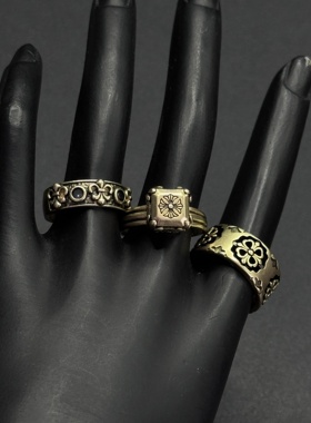 Vintage古著法式复古十字架戒指女镂空雕花轻奢小众高级感H112551