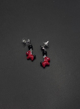 红色小马吊坠耳钉时尚简约小众感耳环2026马年本命年耳饰女P10760