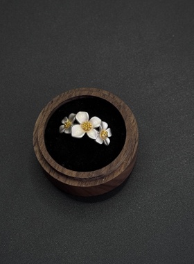 Vintage古著栀子花开磨砂质感戒指甜美个性时尚潮流百搭R120355