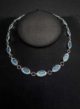 New Vintage古著设计感小众复古银色项链