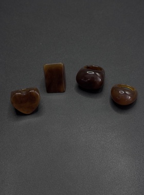 Vintage古著极简琥珀纹理树脂戒指复古秋冬美拉德轻奢指环H100158