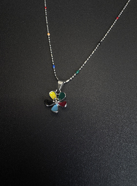 New Vintage古著设计感Colorful flowers项链