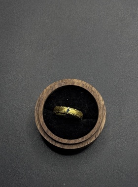 Vintage古著复古亚特兰蒂斯海波纹拉丝海蓝戒指女轻奢戒指P120254