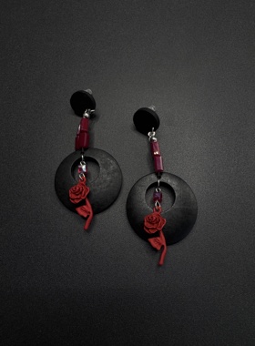 New Vintage 古著 国风复古玫瑰特别设计感耳饰H71053