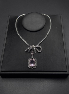 轻奢小众时尚钻百搭蝴蝶结项链高级感镶水钻项链饰品B122459