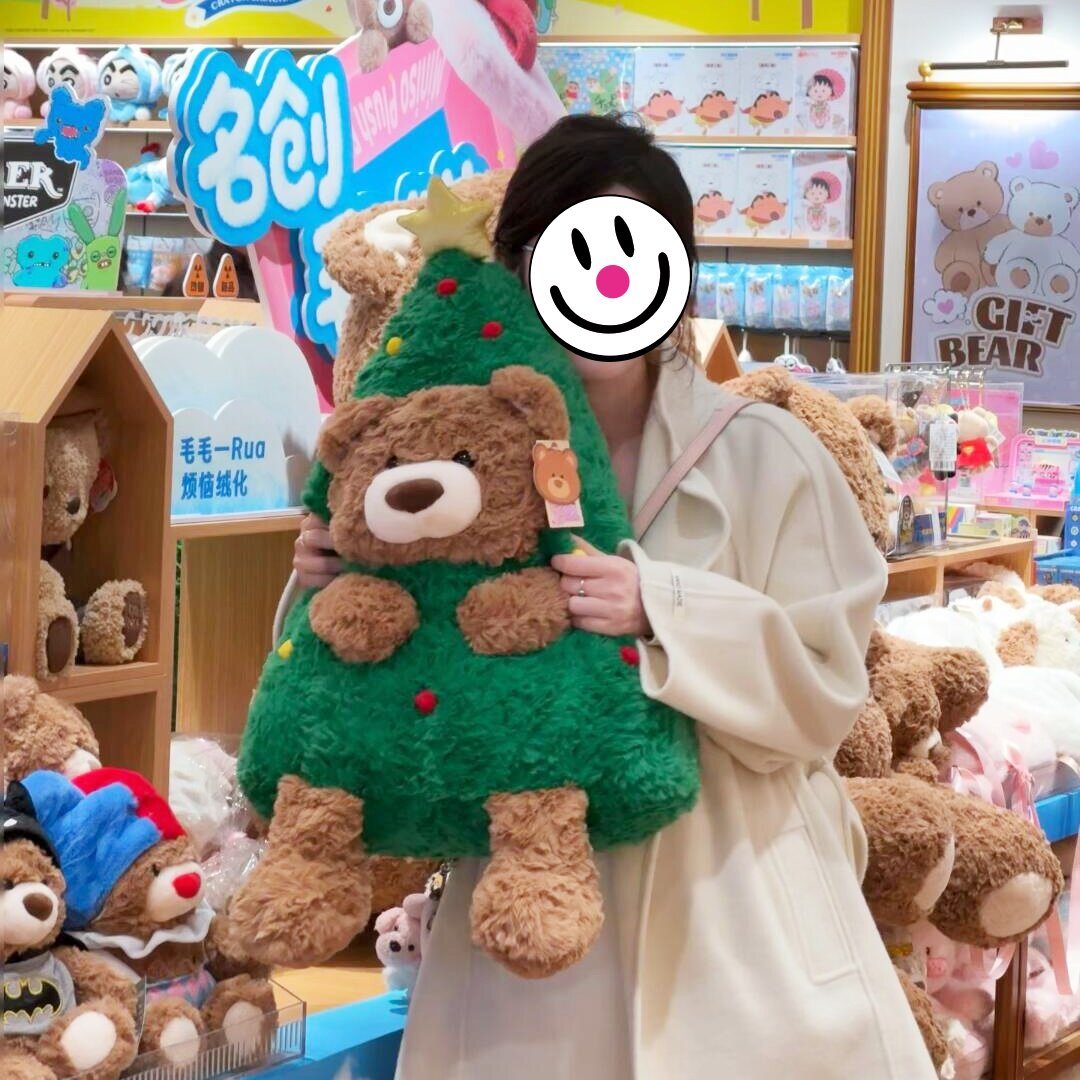 圣诞小熊毛绒花环挂件