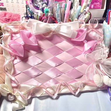 特价粉菱格蝴蝶结丝带痛板超值奶油色马卡龙色扎板