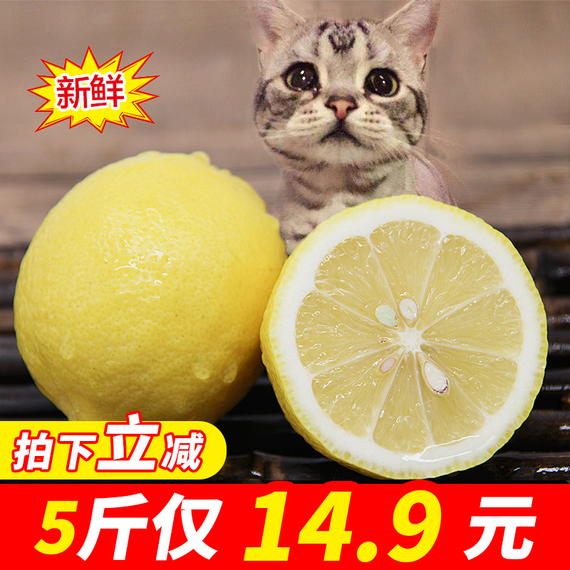 (用1元券)安岳黄柠檬当季新鲜水果中小果整箱5斤皮薄多汁青柠檬商用