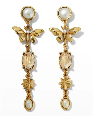 oscardelarenta珍珠女水晶耳环
