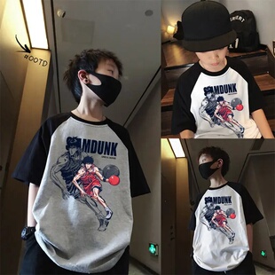 男童酷帅纯棉短袖T恤2026夏季新款透气中小学生韩版宽松全棉上衣