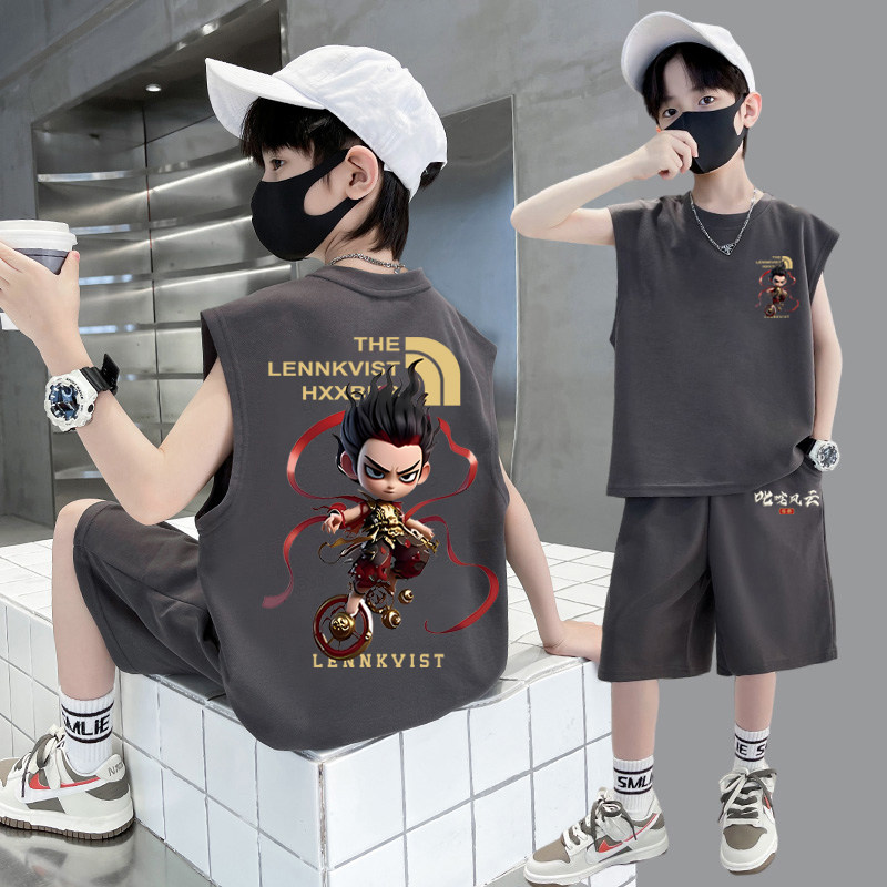 男童夏季2025新款运动套装无袖背心中小大童宽松哪吒印花裤子上衣,童装/婴儿装/亲子装,T恤,淘宝优惠券,粉丝福利购,淘宝优惠卷