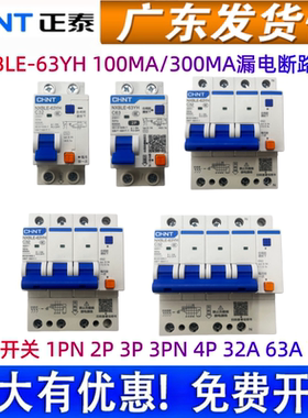 正泰漏电保护器小体积NXBLE-63YH窄漏保100MA300MA32A63A0.1A0.3A