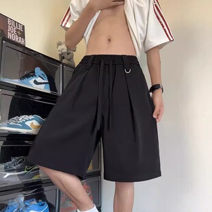 男高级感宽松阔腿冰丝垂感宽松小西裤 夏季 短裤 简约休闲西装 美式