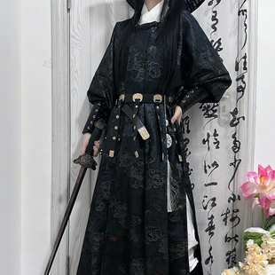 秋冬新款 唐制圆领袍女装 少年感缺胯袍男 青衫 青云霓裳原创汉服