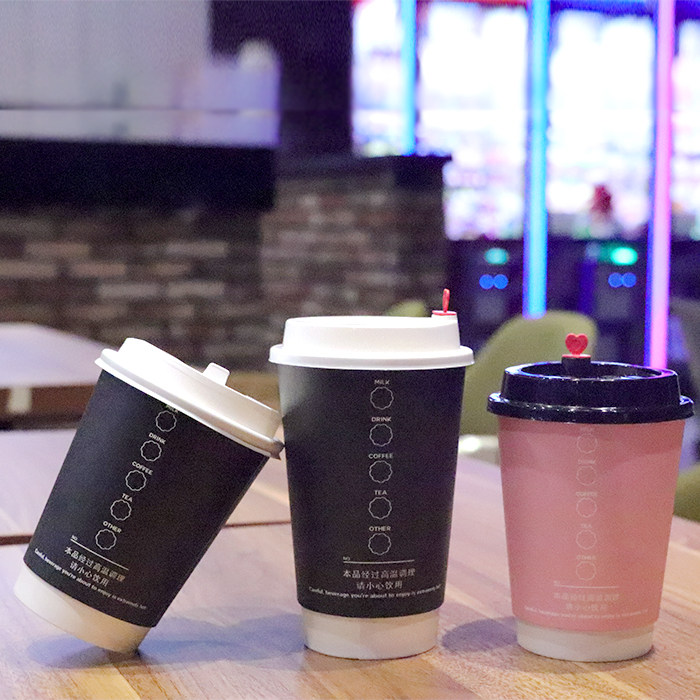 加厚双层中空隔热防烫高档咖啡奶茶纸杯果汁饮料杯奶茶热饮杯包邮