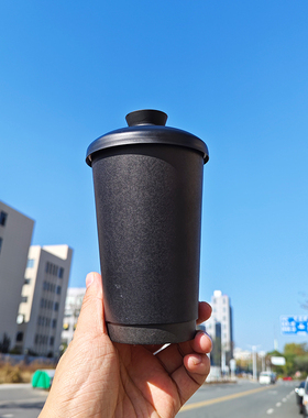 纯黑色双层中空纸杯咖啡果汁奶茶一次性热饮杯围炉煮茶280500ML