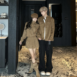 美式 赫本风一裙一衣2026新款 休闲外套设计感连衣裙 春秋法式 情侣装