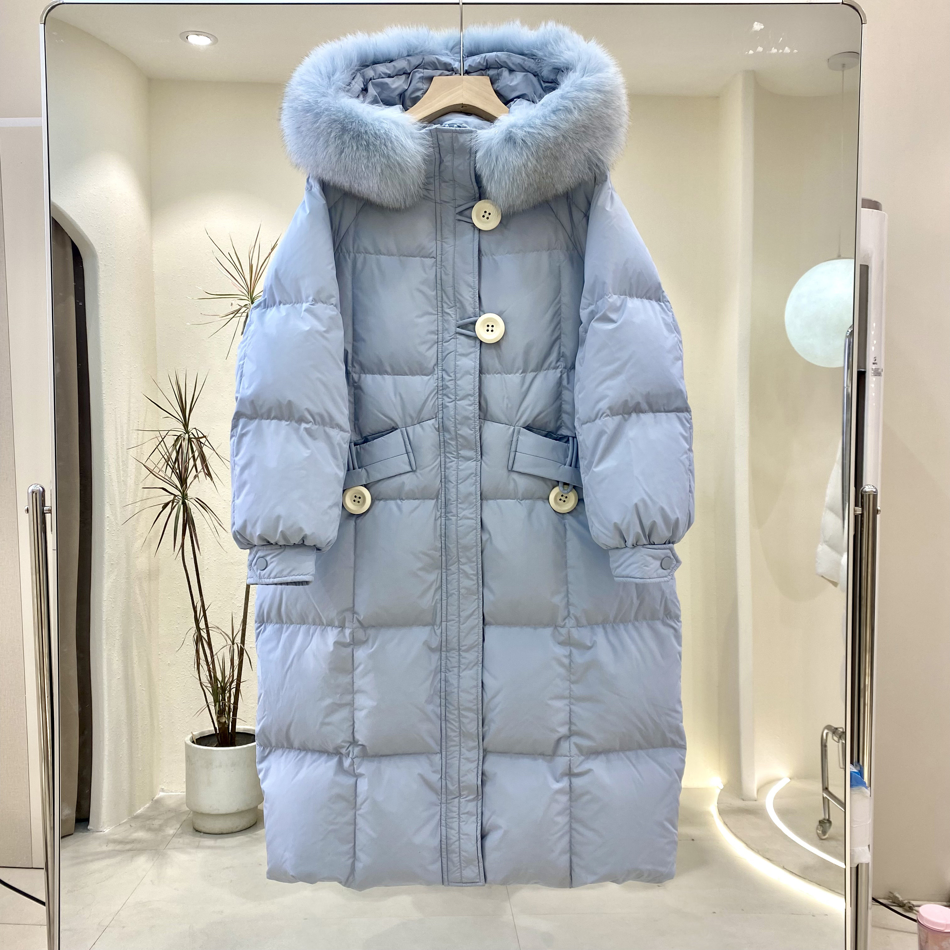 反季清仓羽绒服女小众设计感中长款时尚加厚宽松显瘦连帽冬季外套