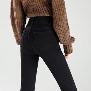 高腰弹力显瘦高个子铅笔小脚裤 黑色紧身牛仔裤 女加长2025秋冬新款