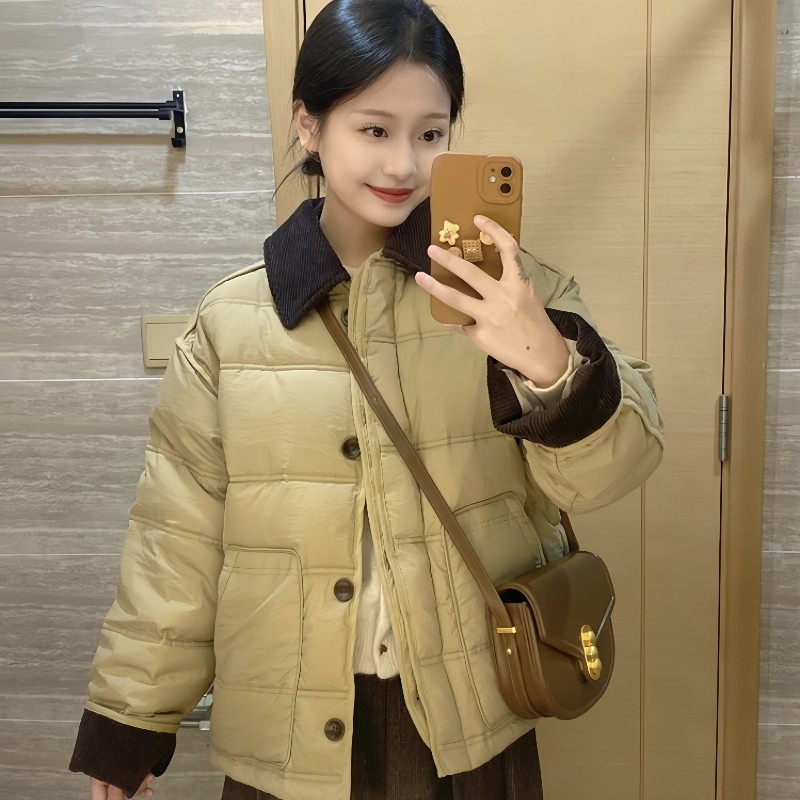 女冬季短款棉服2025年新款韩版时尚保暖宽松棉衣小香风棉袄外套潮