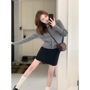 绣花女针织衫装饰扣长袖单排毛衣网红圆领甜辣亮片亮闪闪秋冬季潮