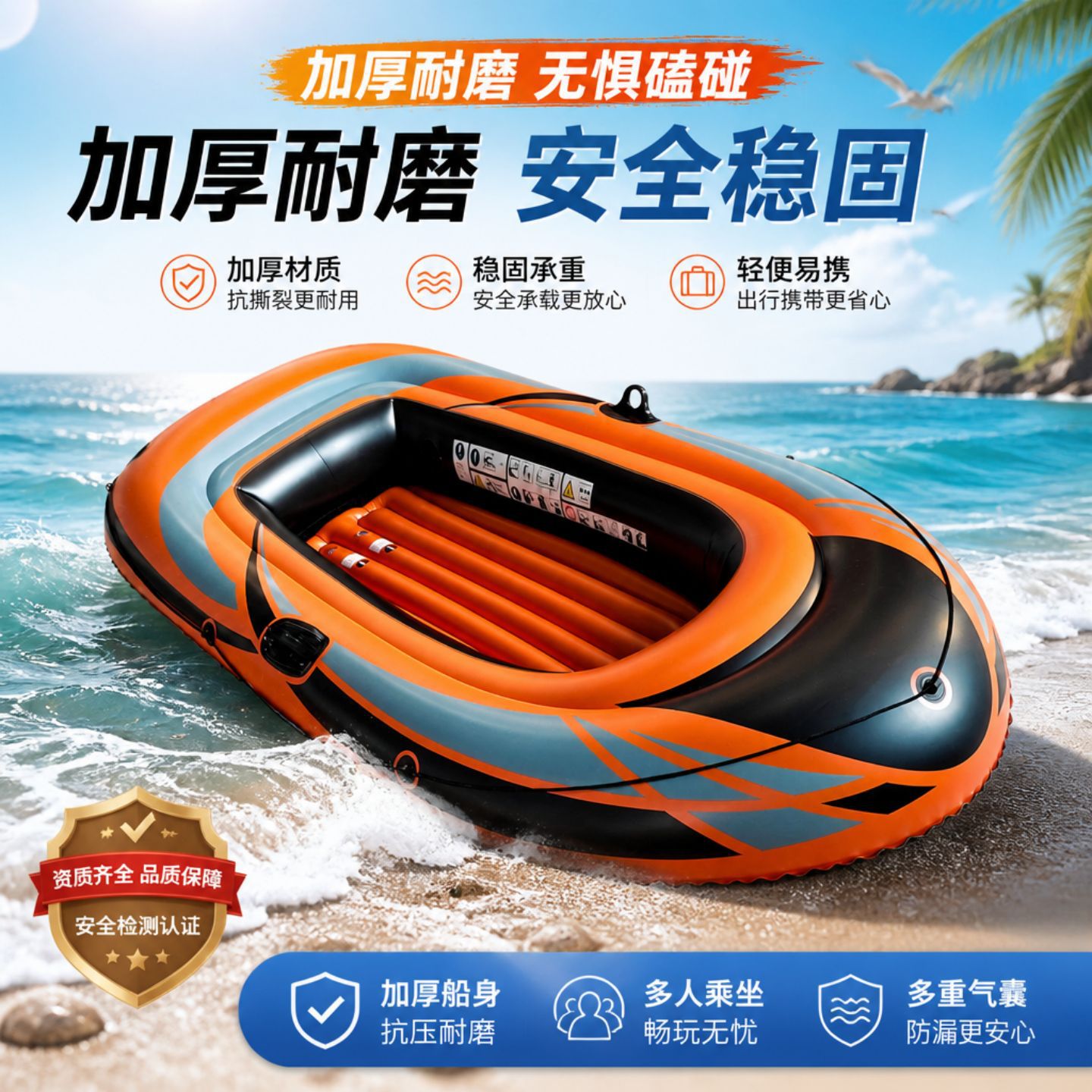水上充气船加厚单人双人艇皮划艇